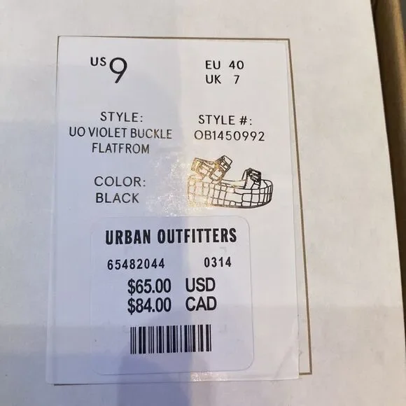 NEW Urban Outfitters UO Violet Buckle Black Flatform Platform Sandals 9 - Picture 7 of 7